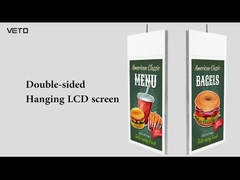 شاشة LCD معلقة رقمية بيضاء 43 بوصة داخلية رفيعة للغاية مثبتة في السقف على الوجهين