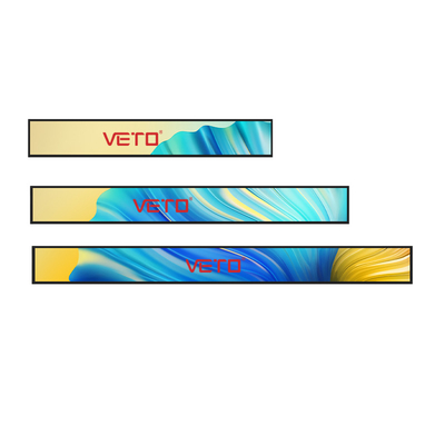 VETO الحجم المخصص شريط ممدد شاشة LCD داخل الإعلان رف الحافة الإشارات الرقمية للسلع التجارية