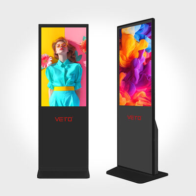 الجودة مشغل إعلانات LCD قائم على الأرض مقاس 43 بوصة VETO الشركة المصنعة لعرض اللافتات الرقمية الرفيعة للغاية مصنع