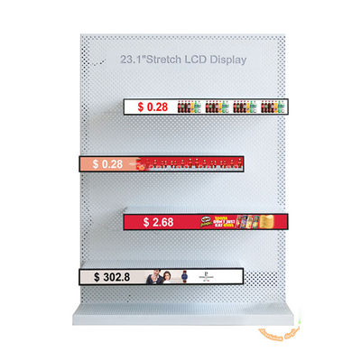الجودة 23شاشة LCD ذات شريط تمتد بطول 1 بوصة مع لمس 10 نقاط و 500cd / m2 الوضوح للإعلانات على حافة الرف مصنع