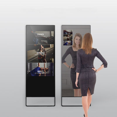 الجودة زجاج مقسّى لخلع الملابس كامل الجسم Smart Touch Magic Mirror LCD لافتات رقمية في صالات الألعاب الرياضية ومتجر الملابس مصنع